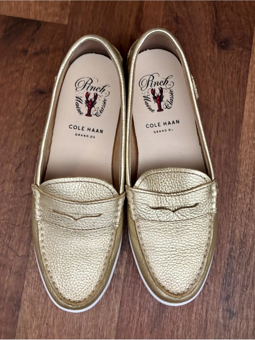 Cole Haan Women’s Metallic Gold Pinch Penny Loafers Flats Shoes